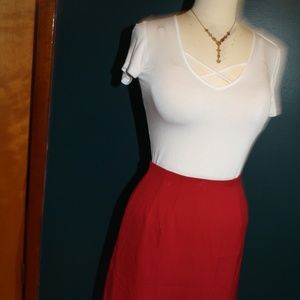Red straight skirt
